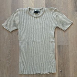 Vintage ribbed crew short sleeve sweater from Kenar etc, fits like a small